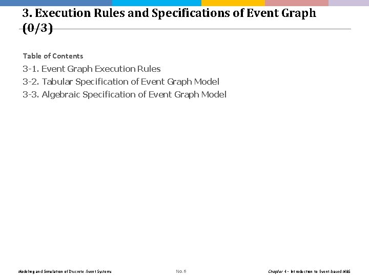 3. Execution Rules and Specifications of Event Graph (0/3) Table of Contents 3 -1. 3. Execution Rules and Specifications of Event Graph (0/3) Table of Contents 3 -1.