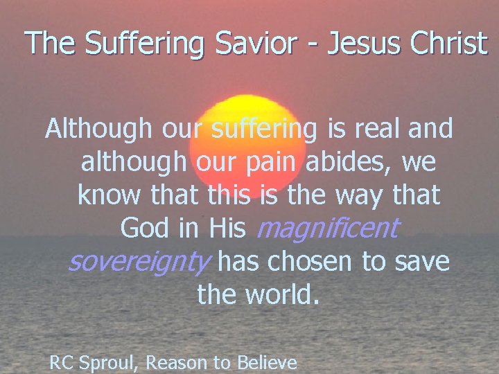 The Suffering Savior - Jesus Christ Although our suffering is real and although our