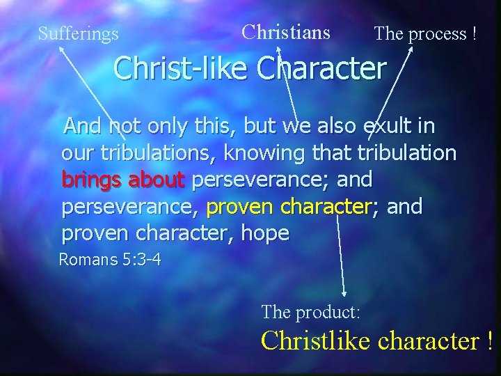 Sufferings Christians The process ! Christ-like Character And not only this, but we also