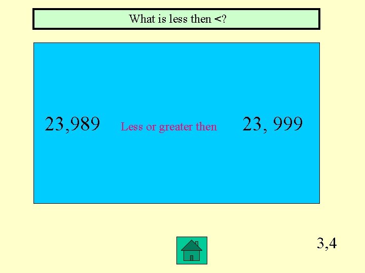 What is less then <? 23, 989 Less or greater then 23, 999 3,