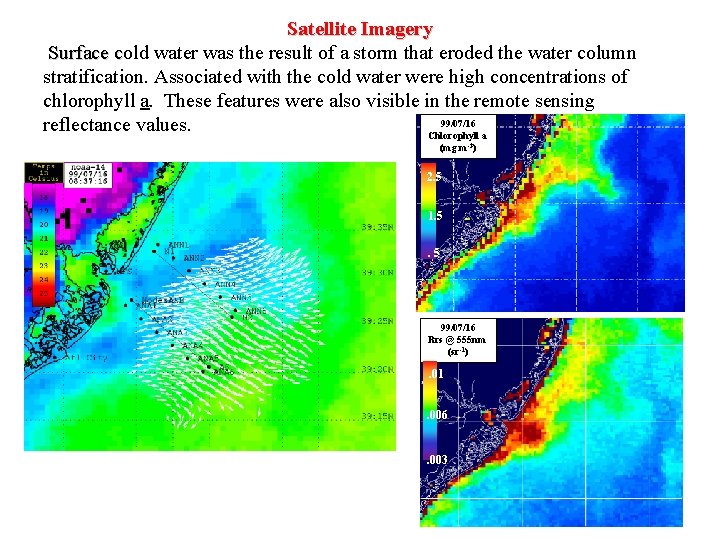 Satellite Imagery Surface cold c water was the result of a storm that eroded