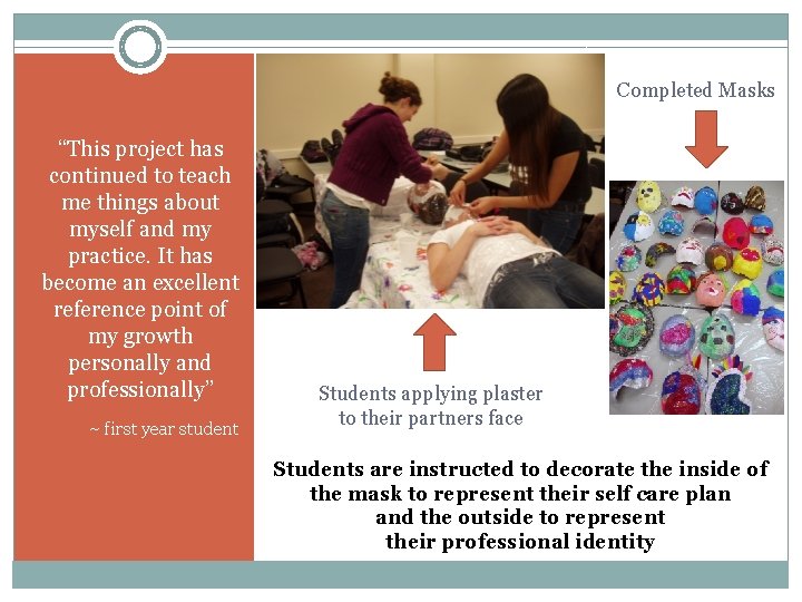 Completed Masks “This project has continued to teach me things about myself and my Completed Masks “This project has continued to teach me things about myself and my