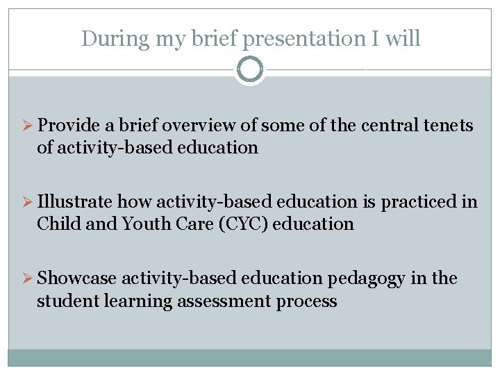 During my brief presentation I will Ø Provide a brief overview of some of During my brief presentation I will Ø Provide a brief overview of some of