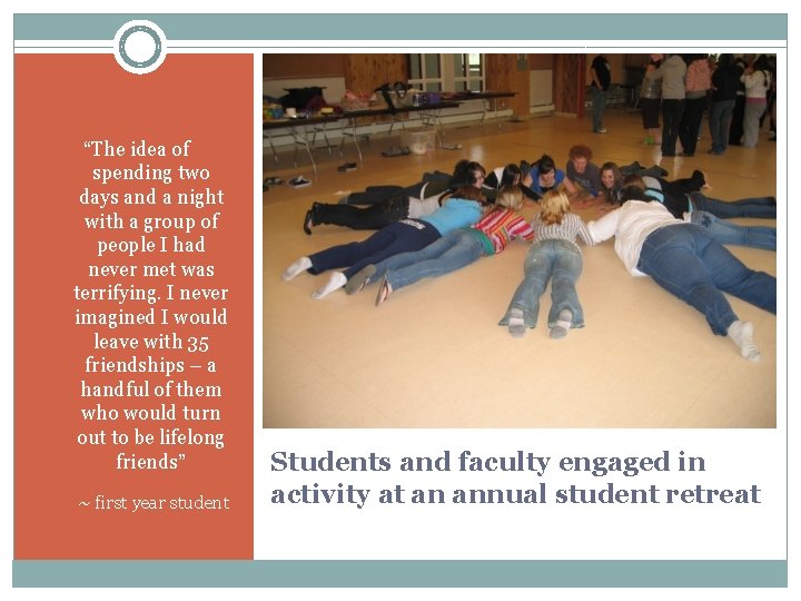 “The idea of spending two days and a night with a group of people “The idea of spending two days and a night with a group of people