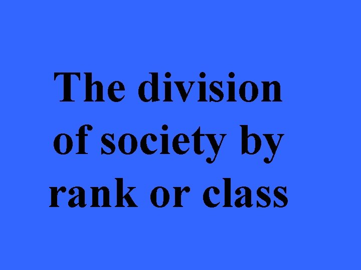 The division of society by rank or class 