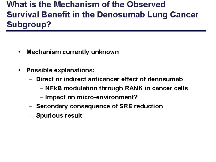 What is the Mechanism of the Observed Survival Benefit in the Denosumab Lung Cancer