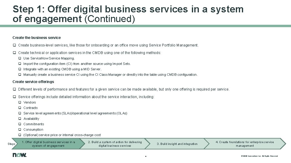 Step 1: Offer digital business services in a system of engagement (Continued) Create the