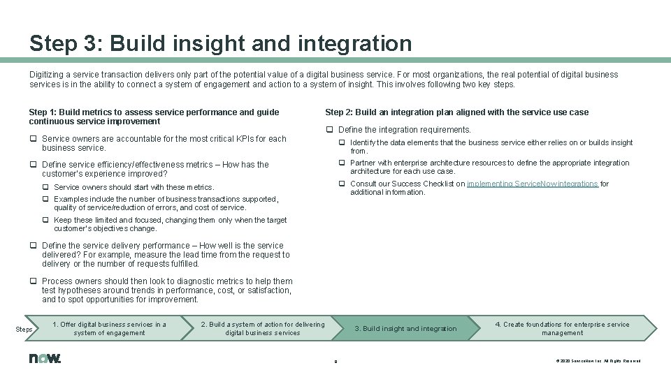 Step 3: Build insight and integration Digitizing a service transaction delivers only part of