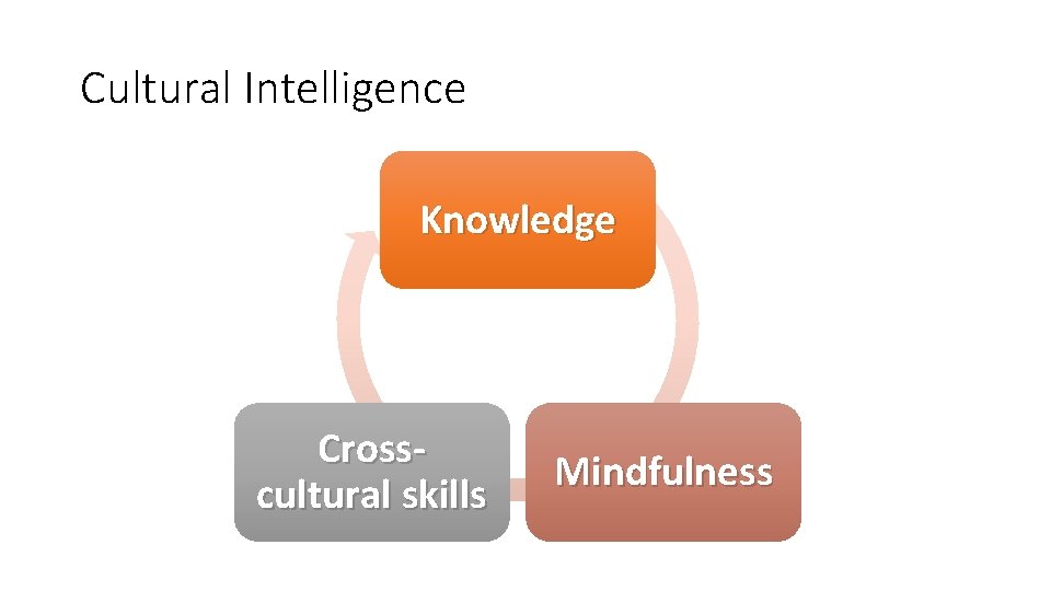Cultural Intelligence Knowledge Crosscultural skills Mindfulness 