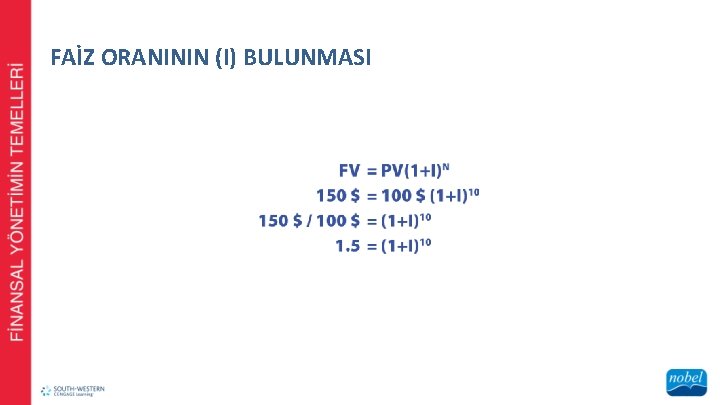 FAİZ ORANININ (I) BULUNMASI 