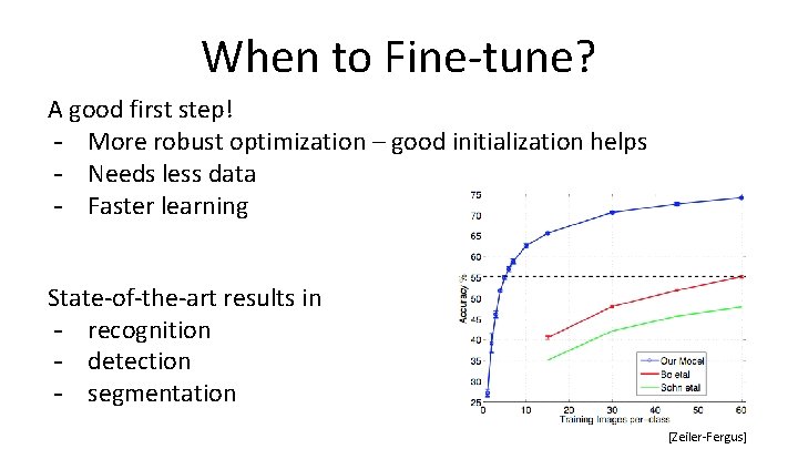 When to Fine-tune? A good first step! - More robust optimization – good initialization