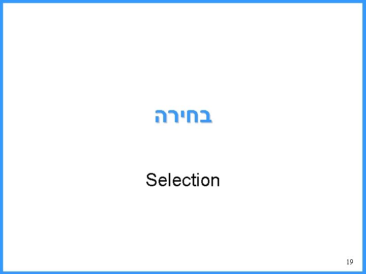  בחירה Selection 19 