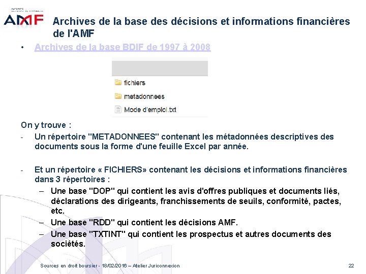 Archives de la base des décisions et informations financières de l'AMF • Archives de