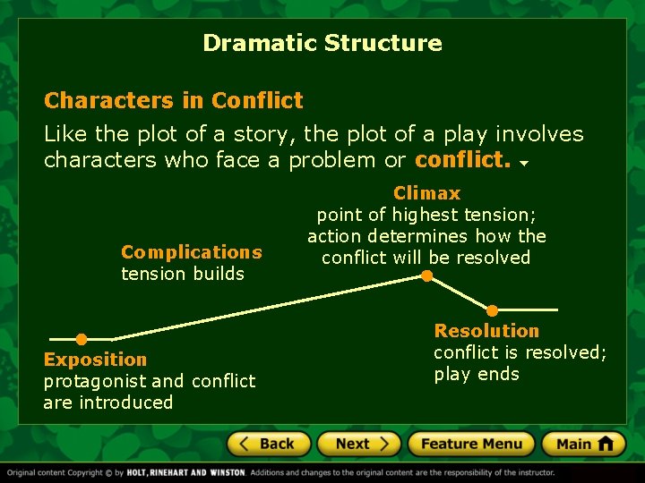 Dramatic Structure Characters in Conflict Like the plot of a story, the plot of