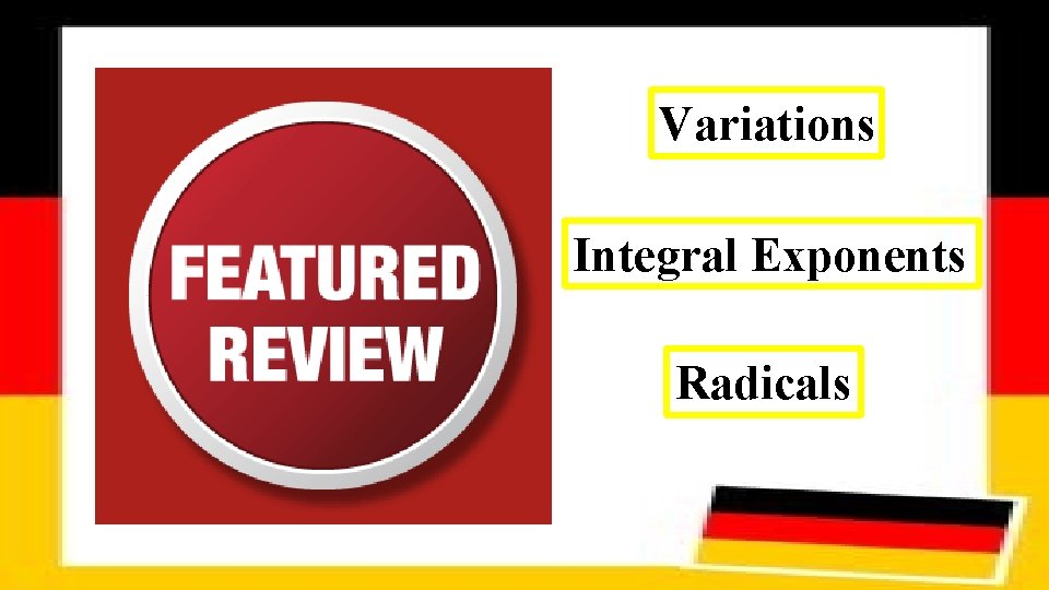 Variations Integral Exponents Radicals 