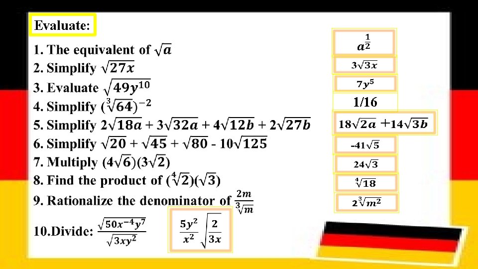 Evaluate: 1/16 