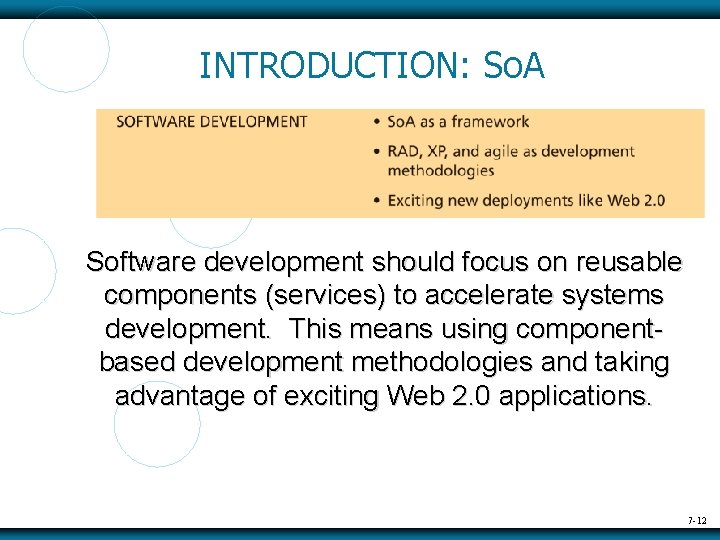 INTRODUCTION: So. A Software development should focus on reusable components (services) to accelerate systems