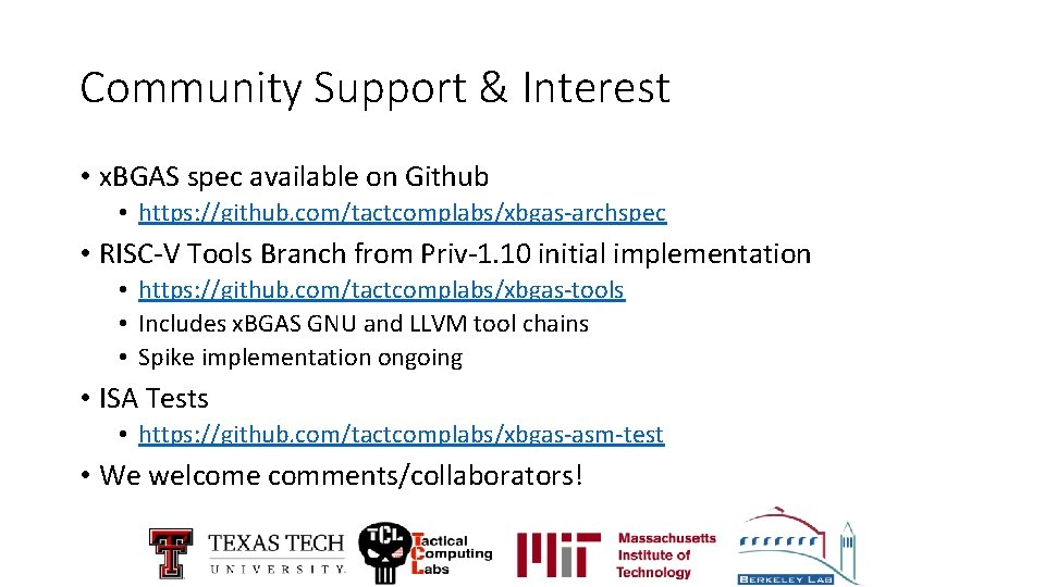 Community Support & Interest • x. BGAS spec available on Github • https: //github.