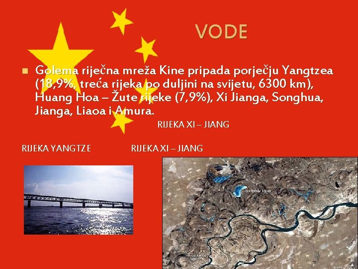 VODE n Golema riječna mreža Kine pripada porječju Yangtzea (18, 9%, treća rijeka po