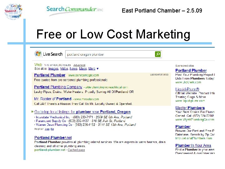 East Portland Chamber – 2. 5. 09 Free or Low Cost Marketing 