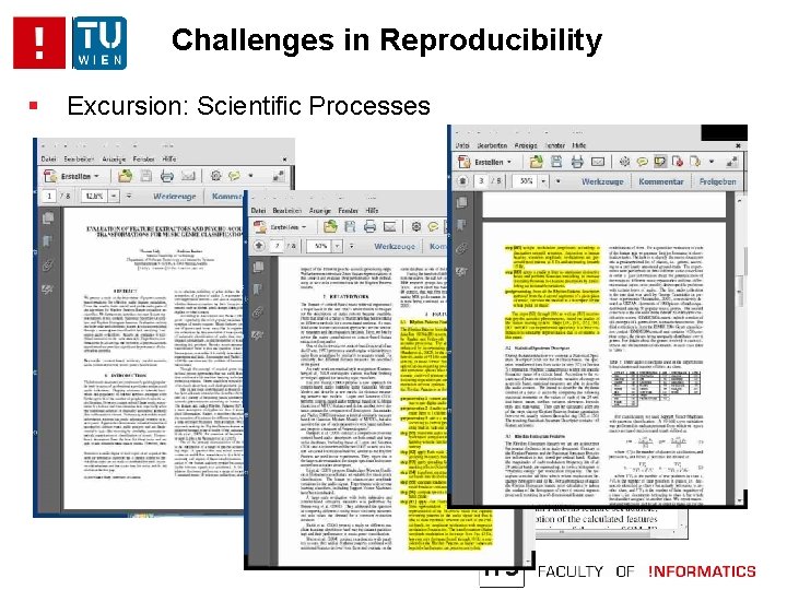 Challenges in Reproducibility Excursion: Scientific Processes 