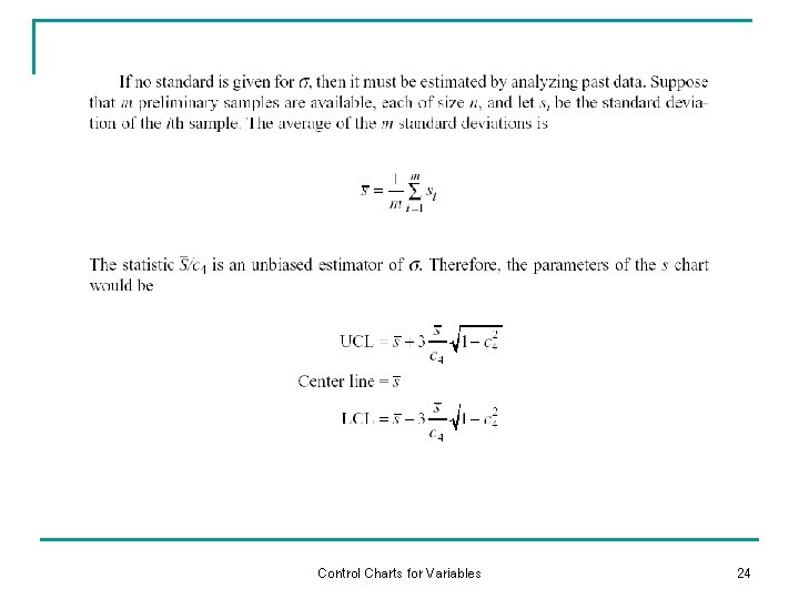 Control Charts for Variables 24 