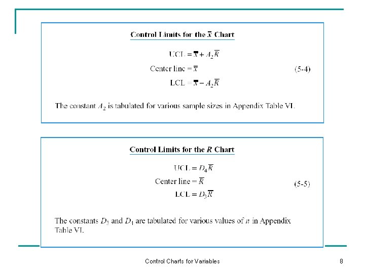 Control Charts for Variables 8 