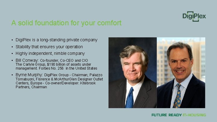 A solid foundation for your comfort • Digi. Plex is a long-standing private company