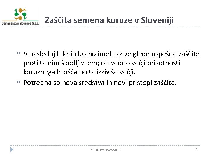 Zaščita semena koruze v Sloveniji V naslednjih letih bomo imeli izzive glede uspešne zaščite