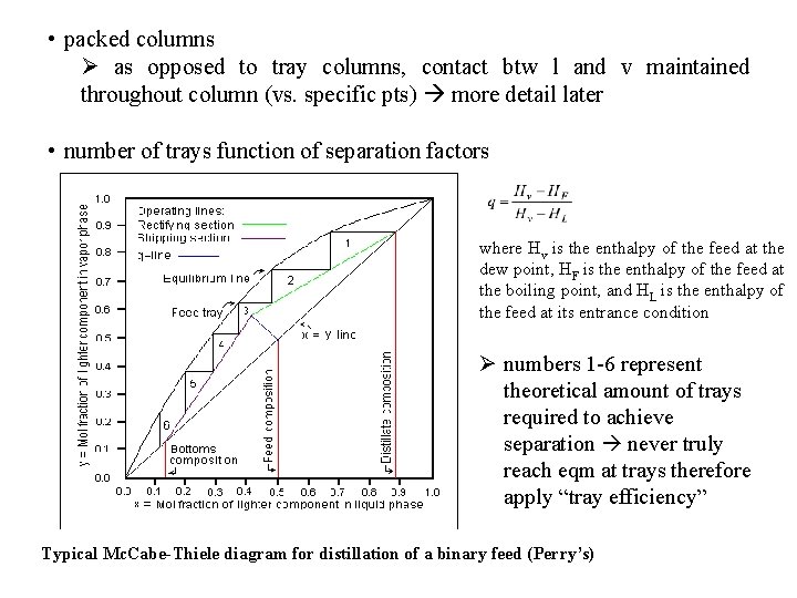  • packed columns Ø as opposed to tray columns, contact btw l and