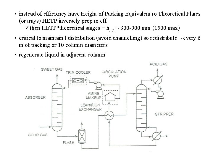 • instead of efficiency have Height of Packing Equivalent to Theoretical Plates (or