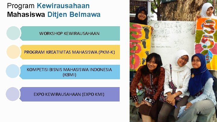 Program Kewirausahaan Mahasiswa Ditjen Belmawa WORKSHOP KEWIRAUSAHAAN PROGRAM KREATIVITAS MAHASISWA (PKM-K) KOMPETISI BISNIS MAHASISWA