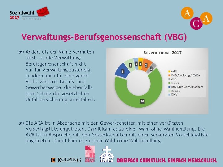 Verwaltungs-Berufsgenossenschaft (VBG) Anders als der Name vermuten lässt, ist die Verwaltungs. Berufsgenossenschaft nicht nur