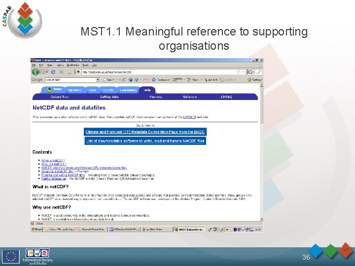 MST 1. 1 Meaningful reference to supporting organisations 36 