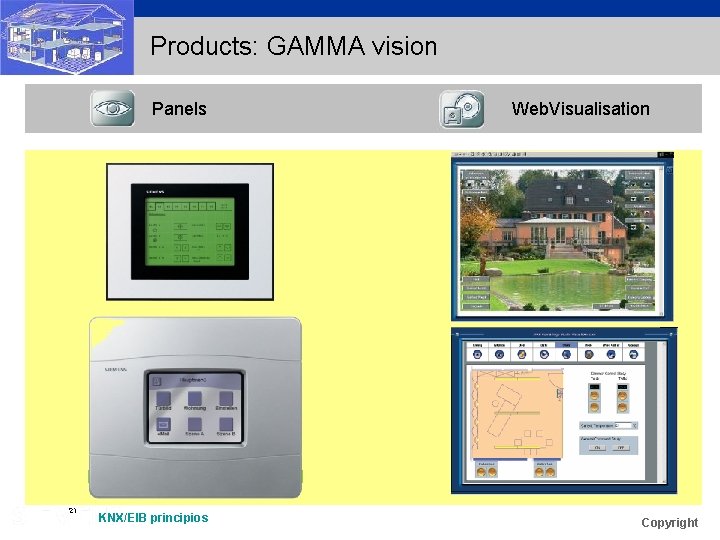 Products: GAMMA vision Panels 21 KNX/EIB principios Web. Visualisation Copyright 