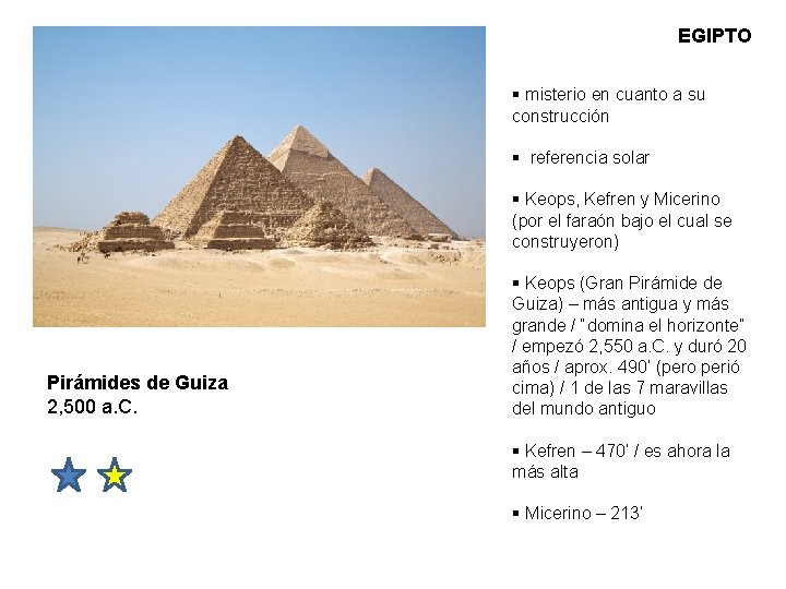 EGIPTO § misterio en cuanto a su construcción § referencia solar § Keops, Kefren