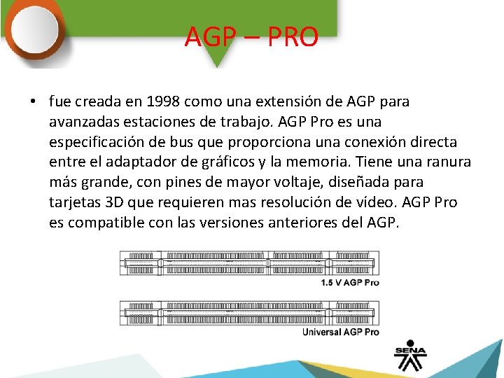 AGP – PRO • fue creada en 1998 como una extensión de AGP para