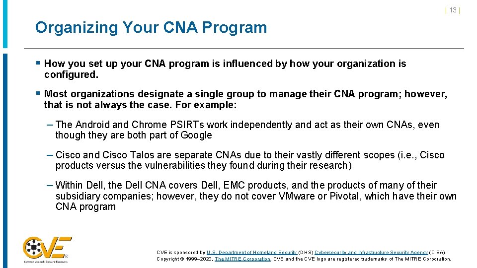 | 13 | Organizing Your CNA Program § How you set up your CNA