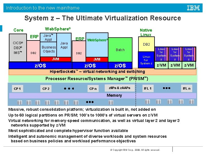 Introduction to the new mainframe System z – The Ultimate Virtualization Resource Web. Sphere®