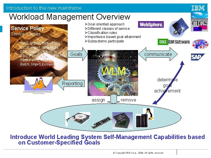 Introduction to the new mainframe Workload Management Overview ØGoal oriented approach ØDifferent classes of