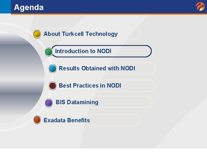 Agenda About Turkcell Technology Introduction to NODI Results Obtained with NODI Best Practices in Agenda About Turkcell Technology Introduction to NODI Results Obtained with NODI Best Practices in