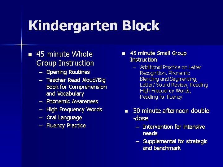 Kindergarten Block n 45 minute Whole Group Instruction – Opening Routines – Teacher Read