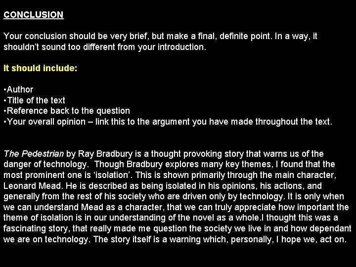 CONCLUSION Your conclusion should be very brief, but make a final, definite point. In CONCLUSION Your conclusion should be very brief, but make a final, definite point. In