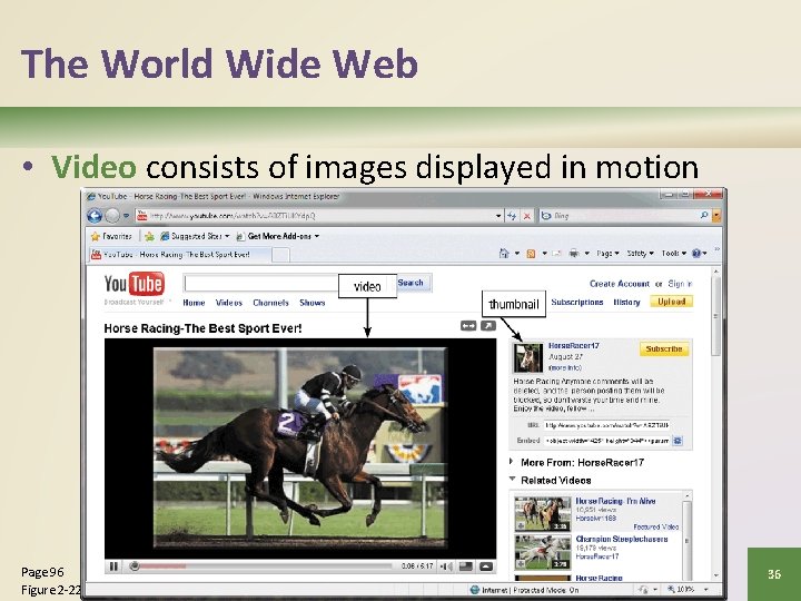 The World Wide Web • Video consists of images displayed in motion Page 96