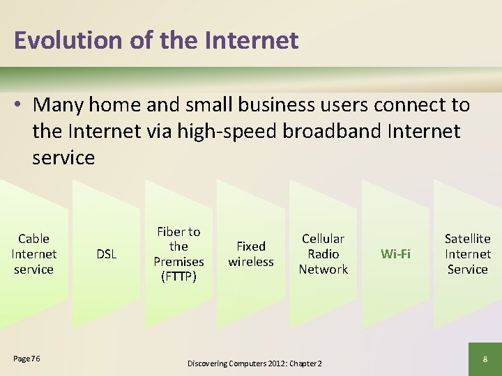Evolution of the Internet • Many home and small business users connect to the