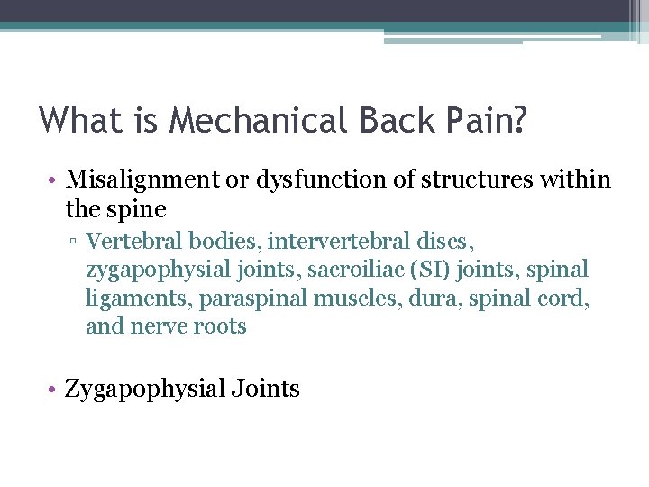 Mechanical Low Back Pain and Muscle Energy Technique