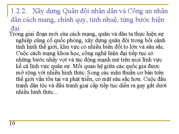 1. 2. 2. Xây dựng Quân đội nhân dân và Công an nhân dân