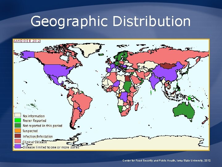 Geographic Distribution Center for Food Security and Public Health, Iowa State University, 2012 