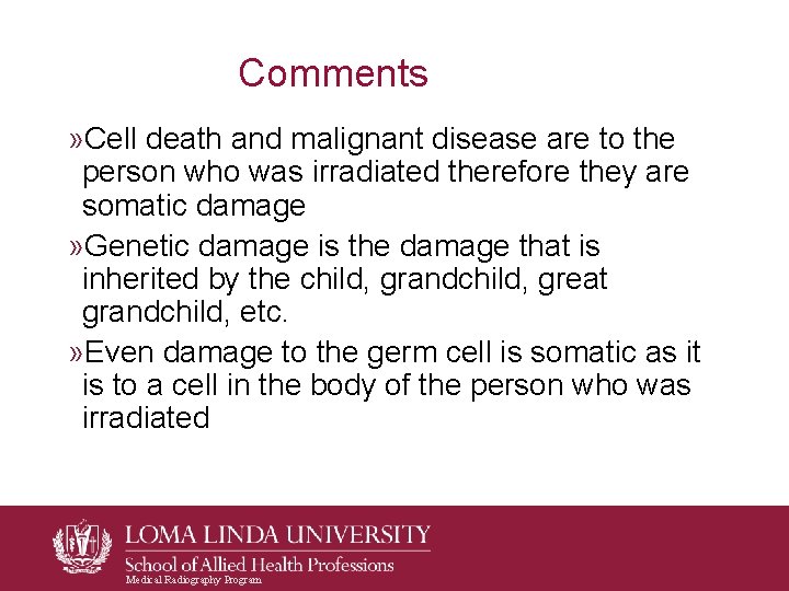 Comments » Cell death and malignant disease are to the person who was irradiated Comments » Cell death and malignant disease are to the person who was irradiated
