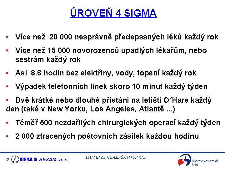 ÚROVEŇ 4 SIGMA • Více než 20 000 nesprávně předepsaných léků každý rok •